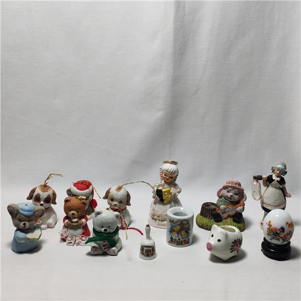 Lot of Porcelain Figurine Bells/ Avon Perfume Egg