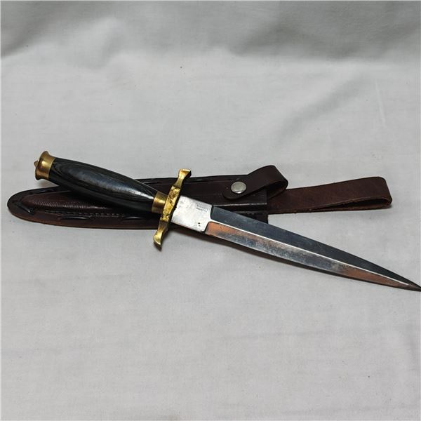 Stainless Pakistan Knife with Brass and Leather Sheath
