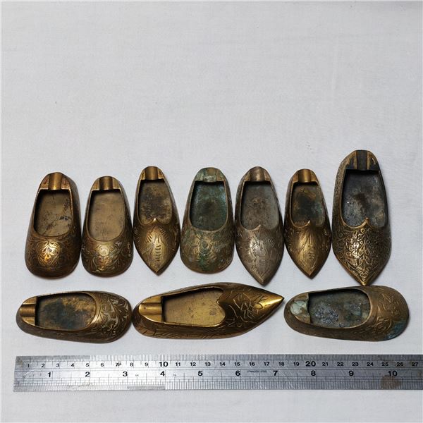 Lot of Vintage Brass Shoe Cigarette Holders / Ashtrays