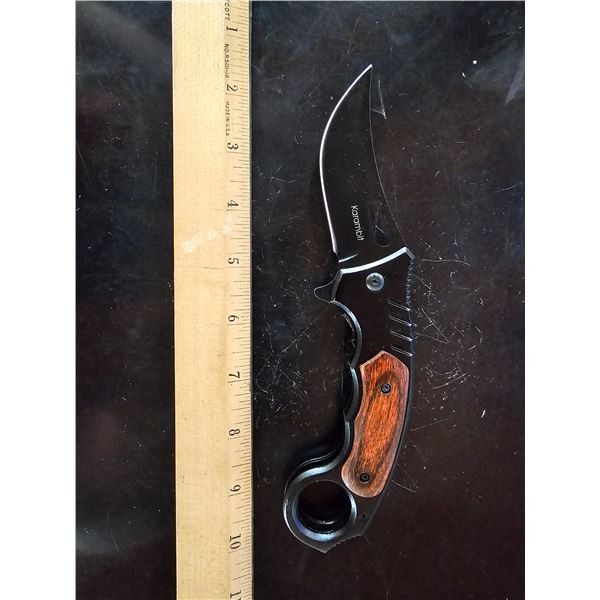 Folding Karambit wi/ Wood Handle