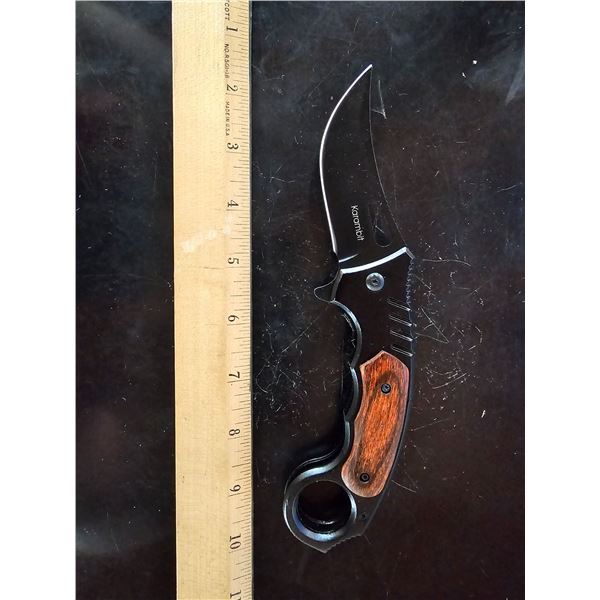Folding Karambit wi/ Wood Handle
