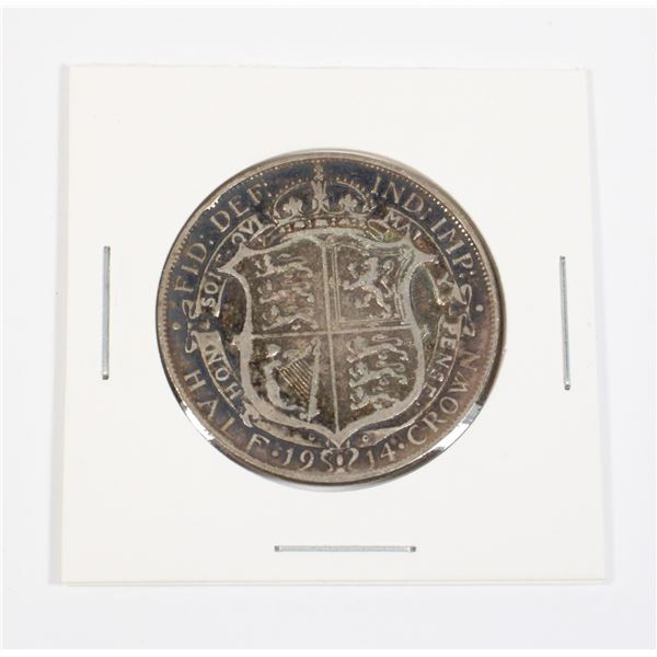 59 WW1 1914 United Kingdom Silver Half Crown Coin
