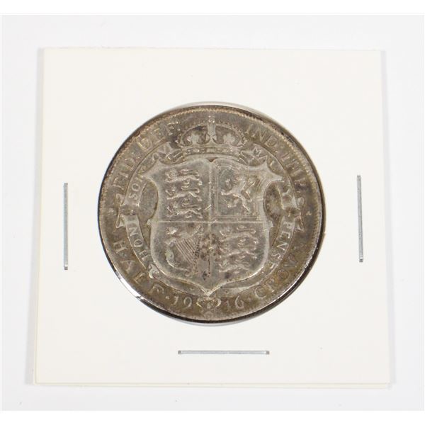 61 WW1 1916 United Kingdom Silver Half Crown Coin