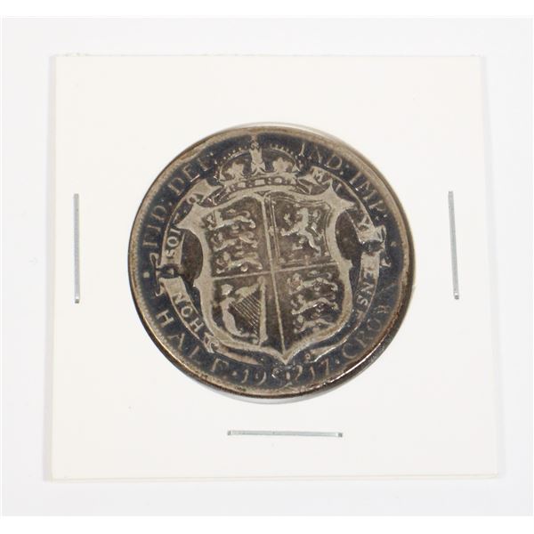 62 WW1 1917 United Kingdom Silver Half Crown Coin