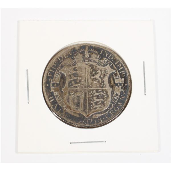 63 WW1 1918 United Kingdom Silver Half Crown Coin