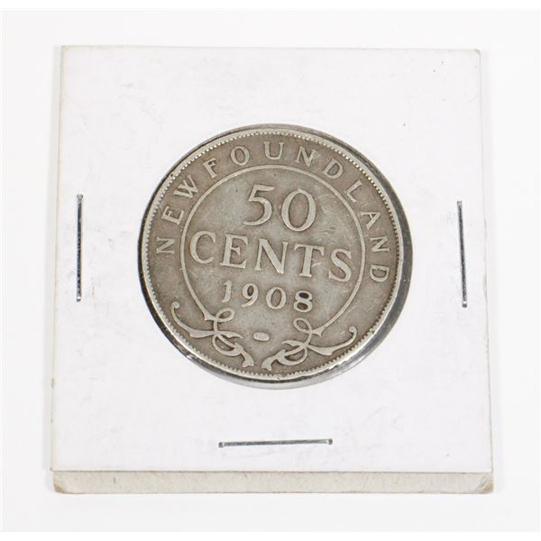 67 1908 50 Cents Newfoundland Silver Coin