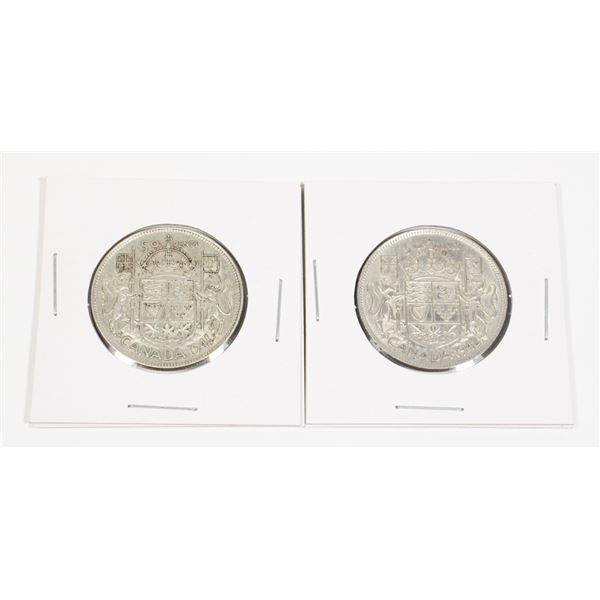 69 WW2 1941 1942 Canada Fifty Cents Silver Coins