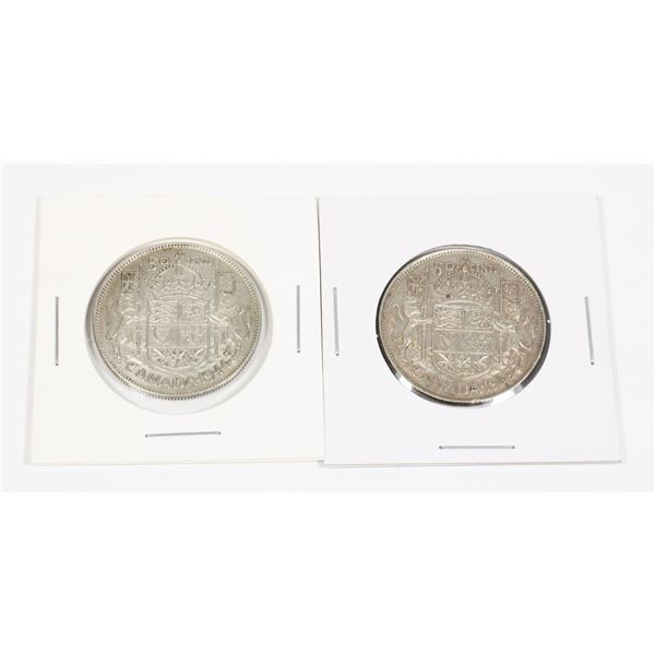 71 WW2 1944 1945 Canada Fifty Cents Silver Coins
