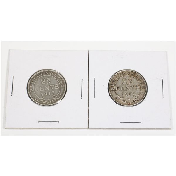 74 WW1 Newfoundland 25 Cents Silver Coins