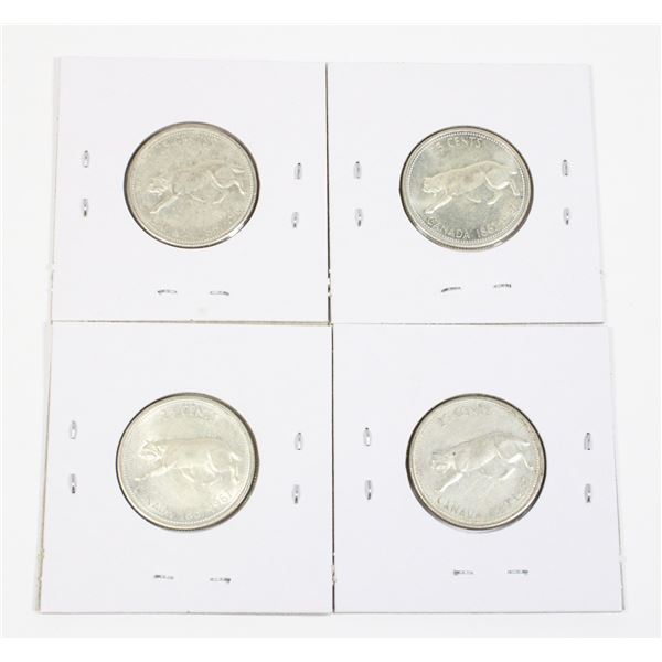 77 1967 25 Cents Canada Silver Coin Lot 4 Bobcat