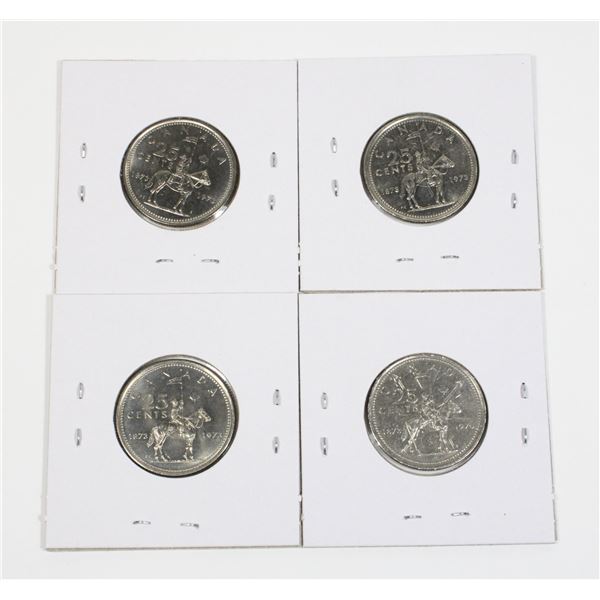 78 1973 25 Cents Canada RCMP Quarter Lot of 4