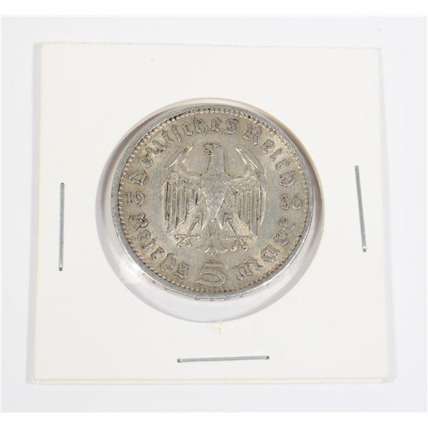 89 1936 Germany 5 Marks Silver Coin