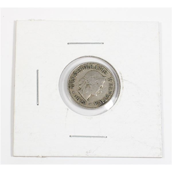 96 1922 Swiss 5 Rappen Coin Switzerland