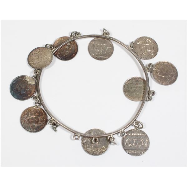 #98 King Edward VII Coins Silver Bracelet 17 Grams