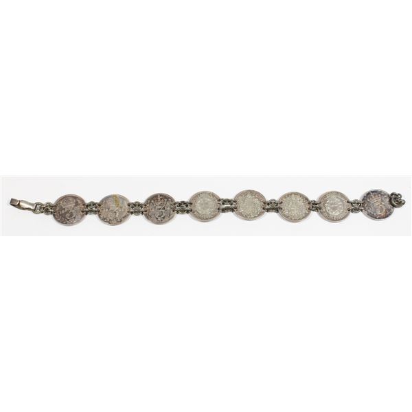 #99 King George V VI Coin Silver Bracelet 14 Grams