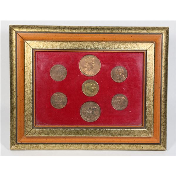 #102 Framed Set Royal Coronation Coins UK Canada