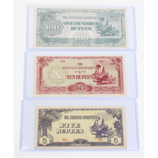 113 WW2 Japanese Occupation Burma Banknote Lot