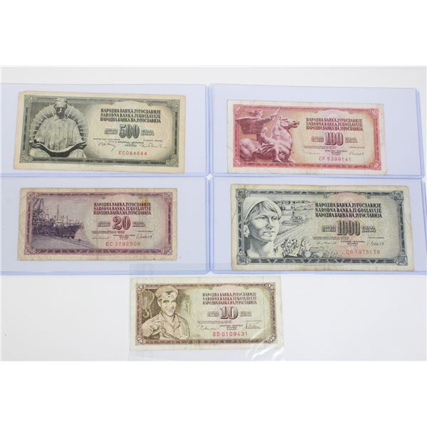 #120 Cold War YugoslaviaLot of 5 Banknotes 1970
