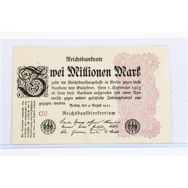 #136 Weimar German 1923 2,000,000 Marks Banknote