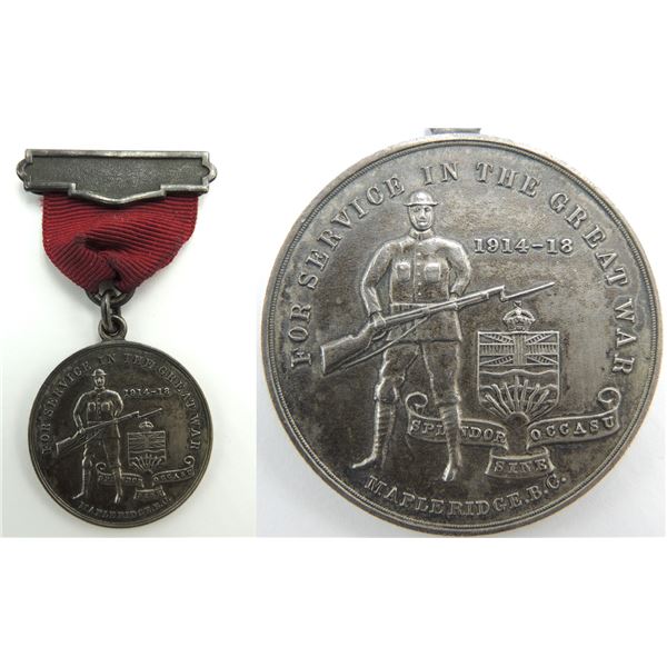 #198 WW1 Welcome Home Medal Maple Ridge BC