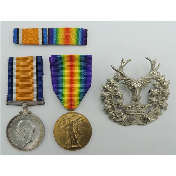 #208 WW1 British Medal Pair Gordon Highlanders