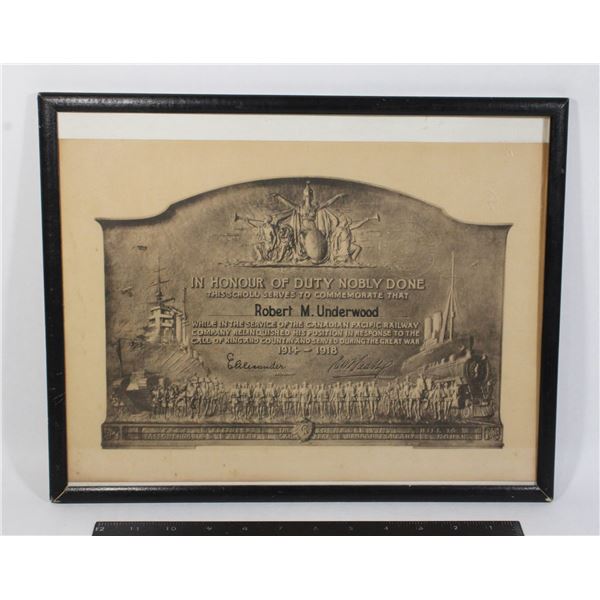 #236 WW1 Canadian Pacific Railway Honour Scroll