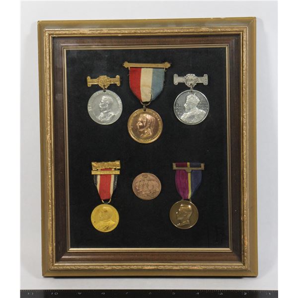 #238 6 Framed Royal Medals Inc Queen Victoria