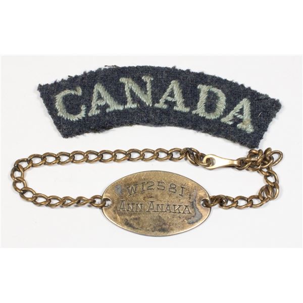 #245 WW2 Canadian ID Bracelet W12381 Ann Anaka