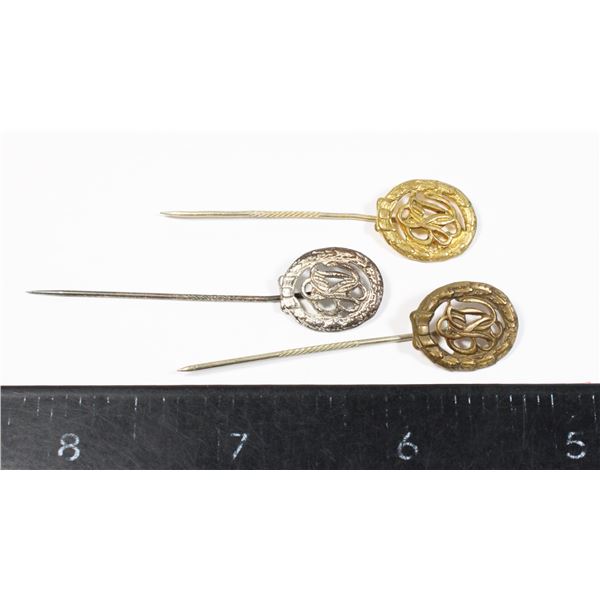 #409 WWI German Sports DRA Stick Pin Set of 3
