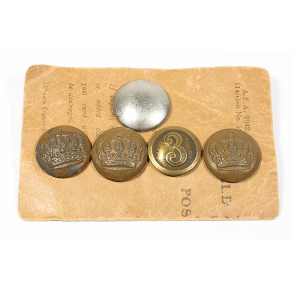 #427 WW1 British Field Postcard w/5 German Buttons