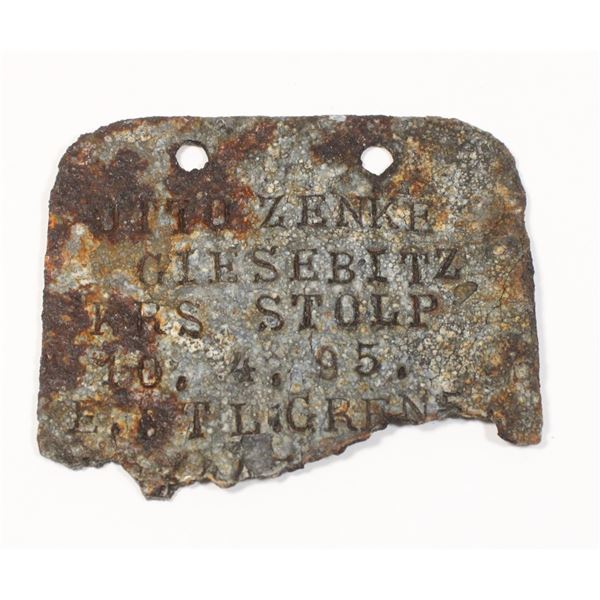 #434 WW1 Imperial German Dog Tag ID Named