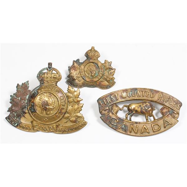 #507 WW1 1st Canadian Mounted Rifles Cap Badge Set