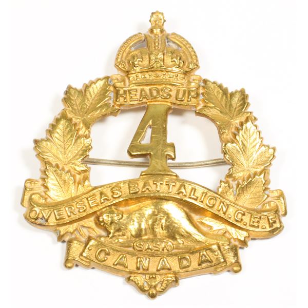 #513 WW1 249th CEF Saskatchewan Cap Badge worn