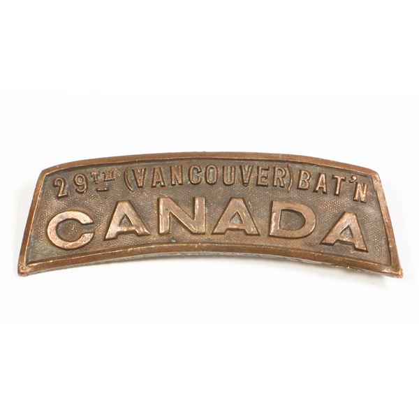 #532 WW1 Canada 29th CEF Vancouver Shoulder Title