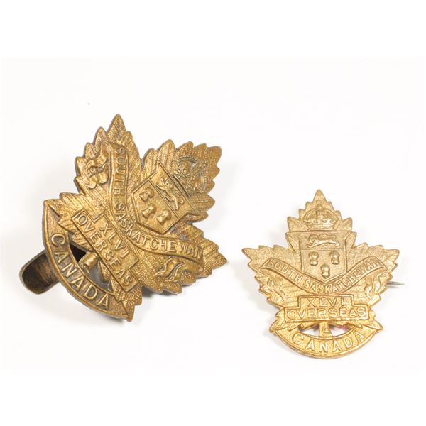 #535 WW1 36th CEF Cap badge collar Saskatchewan