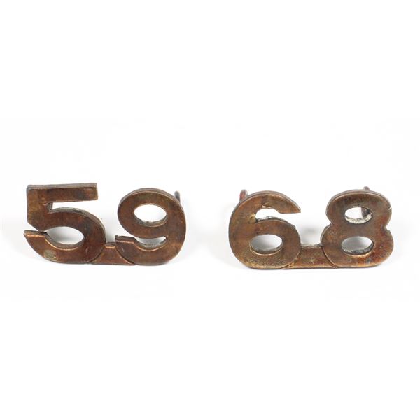 #540 WW1 59th CEF 68th CEF shoulder title numerals