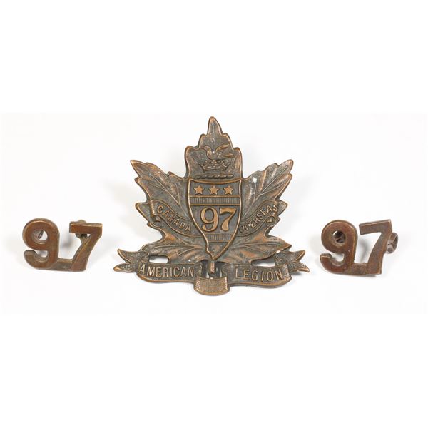 #543 WW1 97th CEF American Legion Cap Badge Set