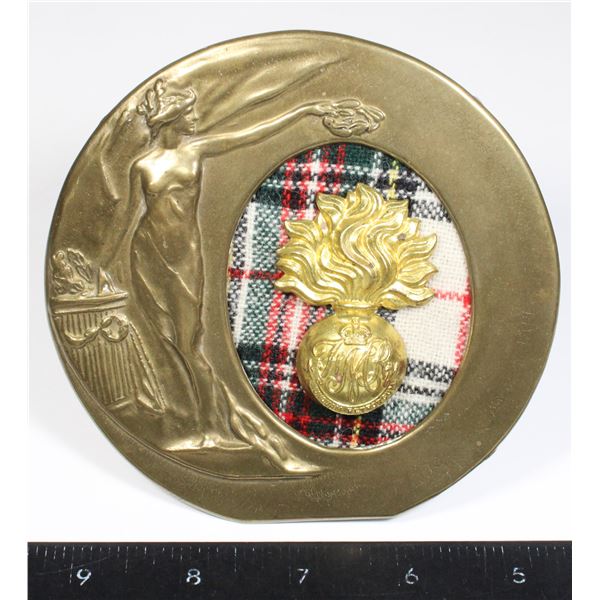 #649 Art Nouveau Brass Frame w/ WW2 Canada Badge