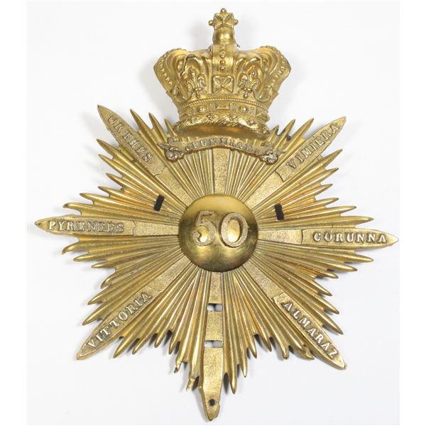 #650 Victorian Helmet Plate 50th Regiment of Foot