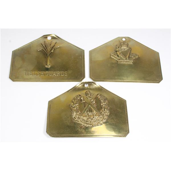 #651 Lot of 3 British Brass Regiment Badge Plaques