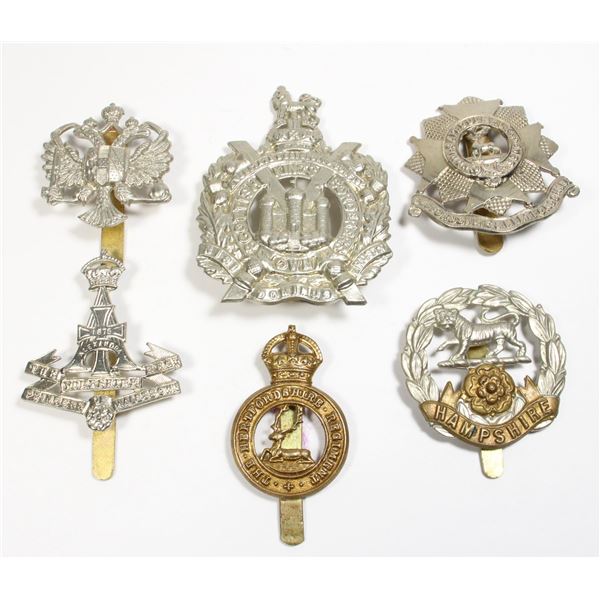 #686 WW2 British Cap Badge Lot of 6 inc Hampshire