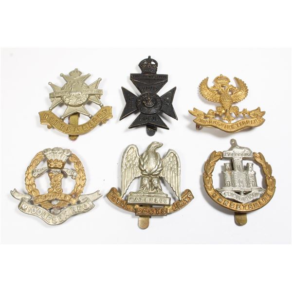 #689 WW2 British Cap Badge Lot of 6 Dorsetshire