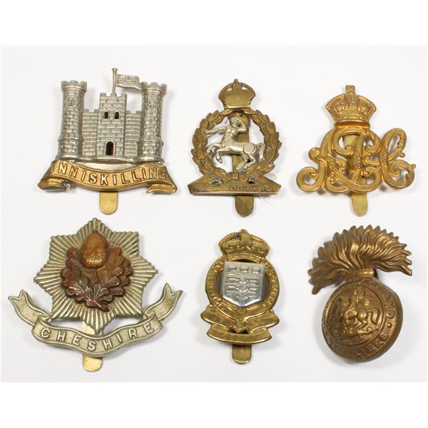 #694 WW2 British Cap Badge Lot of 6 inc Cheshire