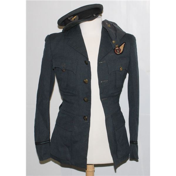 #950 WW2 RCAF Tunic, Peaked Cap + Wedge Named