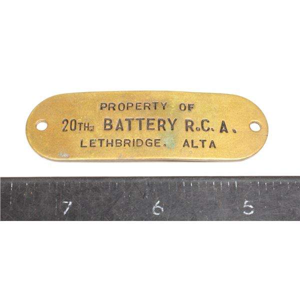 #1019 20th Battery RCA Lethbridge Alberta Tag