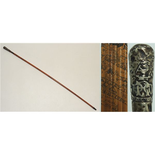 #1025 1905 New Zealand Swagger Stick Carved
