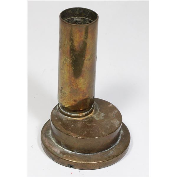 #1055 WW2 Heavy Brass Trench Art Lighter Holder