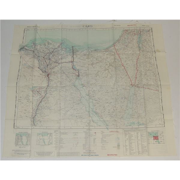 #1066 British RAF Silk Map of Tobruk Libya 1952