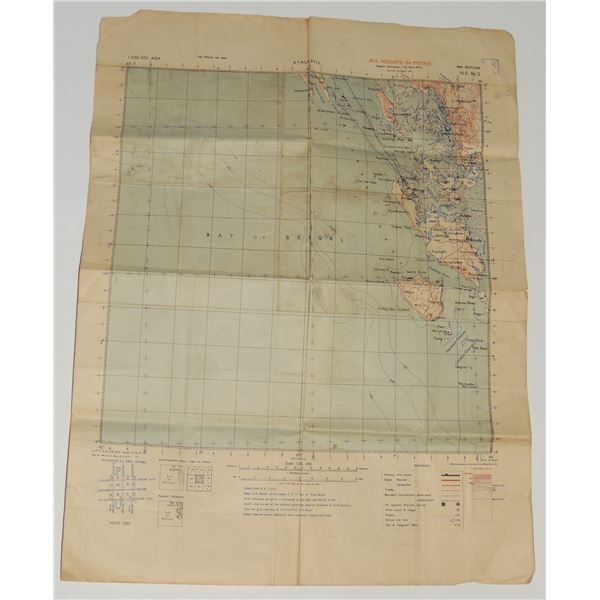 #1068 WW2 1943 British Map Kyaukpyu Myanmar