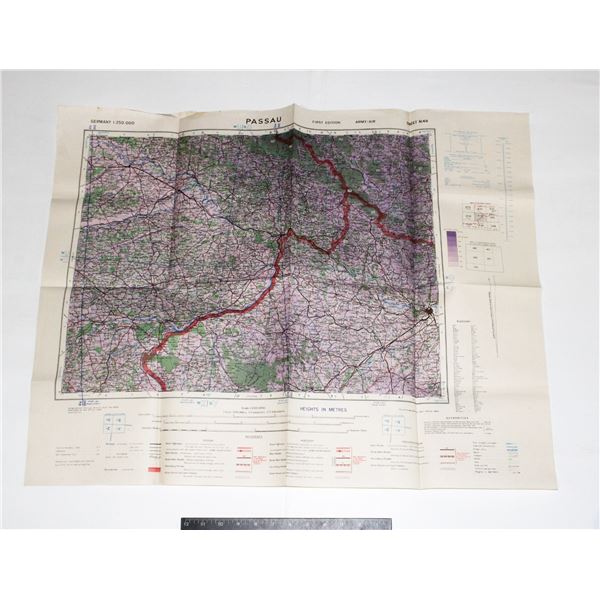 #1069 WW2 British Military Map Passau Germany 1943